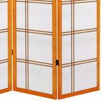Divisorio a 4 pannelli in tela alta 1,8 m con doppia croce, colore miele, telaio in legno duro