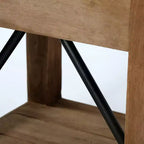 Tavolino con cassetto in legno: moderno di metà secolo, struttura in legno massello marrone, piano in metallo argentato, 56 x 46 x 56 cm