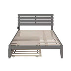 Letto a piattaforma Queen con caricatore USB Turbo e letto estraibile XL, grigio, legno massello