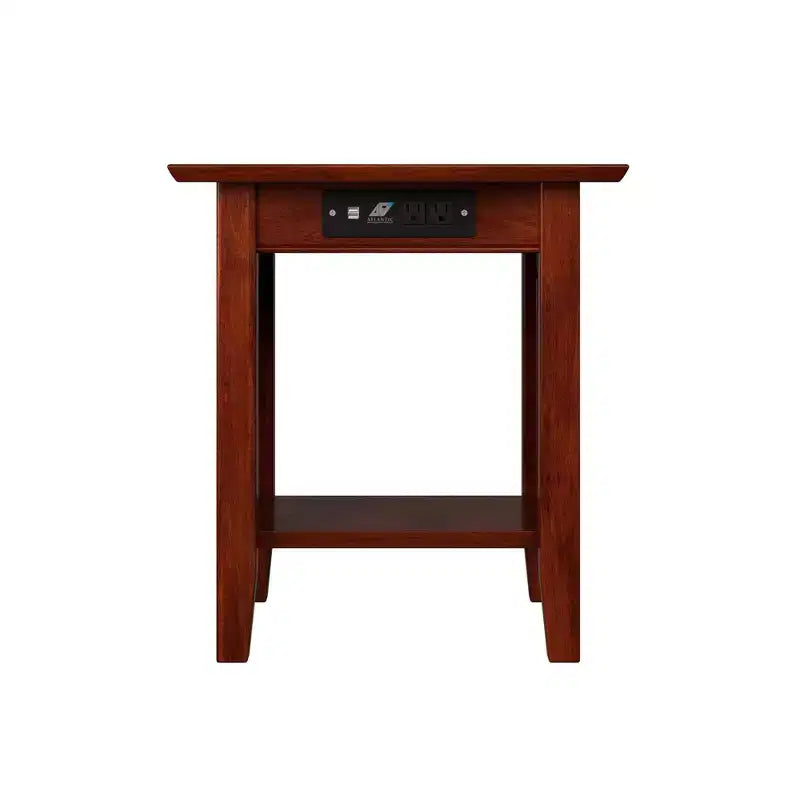 Tavolino da salotto Nantucket con 2 porte USB e 2 prese di corrente, legno massello, bianco