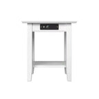 Tavolino da salotto Nantucket con 2 porte USB e 2 prese di corrente, legno massello, bianco
