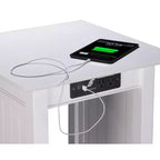 Tavolino da salotto Nantucket con 2 porte USB e 2 prese di corrente, legno massello, bianco