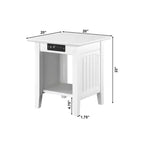 Tavolino da salotto Nantucket con 2 porte USB e 2 prese di corrente, legno massello, bianco