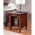Tavolino da salotto Nantucket con 2 porte USB e 2 prese di corrente, legno massello, bianco