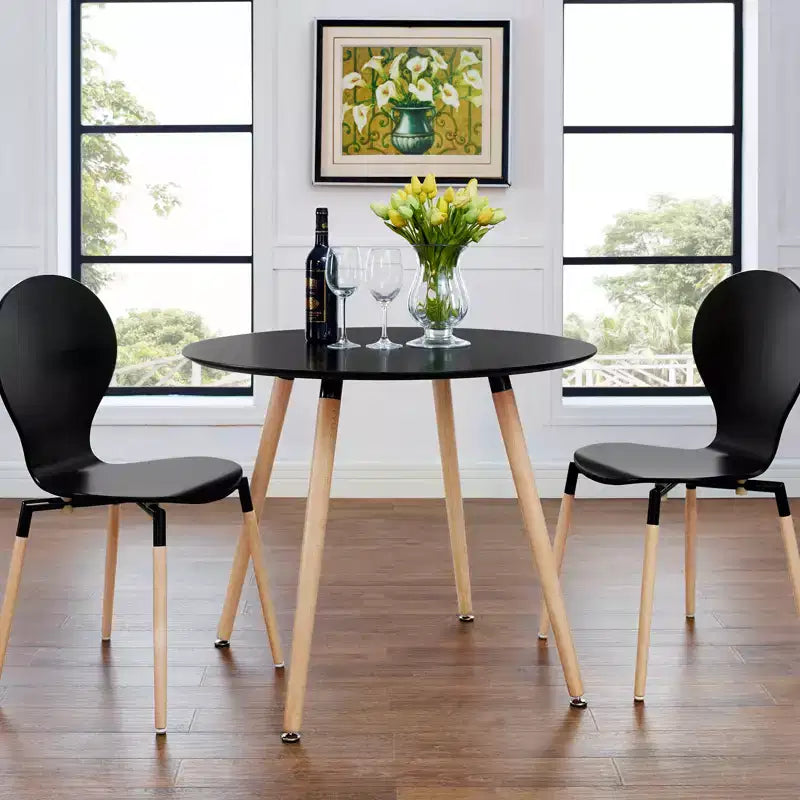Tavolo da pranzo rotondo in legno, diametro 90 cm, 4 posti, marrone, montaggio senza attrezzi