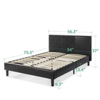 Struttura letto a piattaforma rivestita in ecopelle, nera, nessun box spring necessario