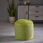 Pouf rotondo fatto a mano, imbottitura in perle di polistirolo, capacità 113 kg, seduta extra
