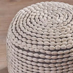 Pouf rotondo fatto a mano, imbottitura in perle di polistirolo, capacità 113 kg, seduta extra