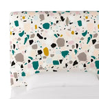 Testata imbottita, tessuto di cotone Terrazzo Emerald Ochre, imbottitura in schiuma, Queen
