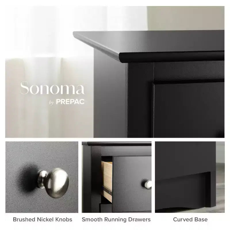 Comodino alto a 3 cassetti in grigio Drifted, MDF e pino, ferramenta antiribaltamento inclusa