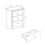 Comodino alto a 3 cassetti in grigio Drifted, MDF e pino, ferramenta antiribaltamento inclusa