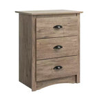 Comodino alto a 3 cassetti in grigio Drifted, MDF e pino, ferramenta antiribaltamento inclusa