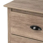 Comodino alto a 3 cassetti in grigio Drifted, MDF e pino, ferramenta antiribaltamento inclusa