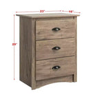Comodino alto a 3 cassetti in grigio Drifted, MDF e pino, ferramenta antiribaltamento inclusa