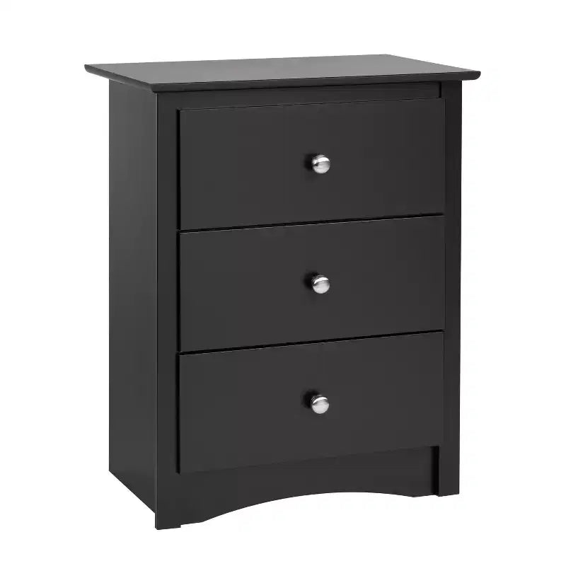 Comodino alto a 3 cassetti in grigio Drifted, MDF e pino, ferramenta antiribaltamento inclusa
