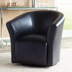Poltrona Club Girevole di Design con Braccioli, in Ecopelle Nera, Larghezza 79 cm, Capacità 136 kg