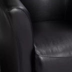 Poltrona Club Girevole di Design con Braccioli, in Ecopelle Nera, Larghezza 79 cm, Capacità 136 kg