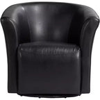 Poltrona Club Girevole di Design con Braccioli, in Ecopelle Nera, Larghezza 79 cm, Capacità 136 kg