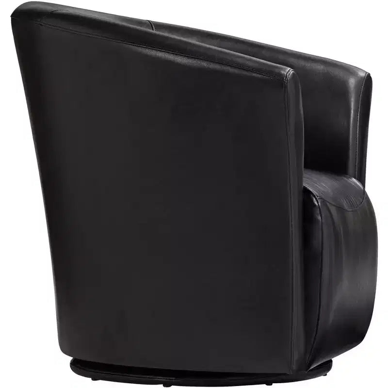 Poltrona Club Girevole di Design con Braccioli, in Ecopelle Nera, Larghezza 79 cm, Capacità 136 kg