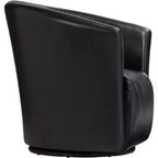 Poltrona Club Girevole di Design con Braccioli, in Ecopelle Nera, Larghezza 79 cm, Capacità 136 kg