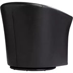 Poltrona Club Girevole di Design con Braccioli, in Ecopelle Nera, Larghezza 79 cm, Capacità 136 kg