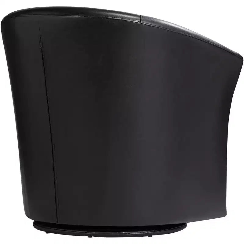 Poltrona Club Girevole di Design con Braccioli, in Ecopelle Nera, Larghezza 79 cm, Capacità 136 kg