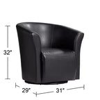 Poltrona Club Girevole di Design con Braccioli, in Ecopelle Nera, Larghezza 79 cm, Capacità 136 kg