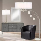 Poltrona Club Girevole di Design con Braccioli, in Ecopelle Nera, Larghezza 79 cm, Capacità 136 kg