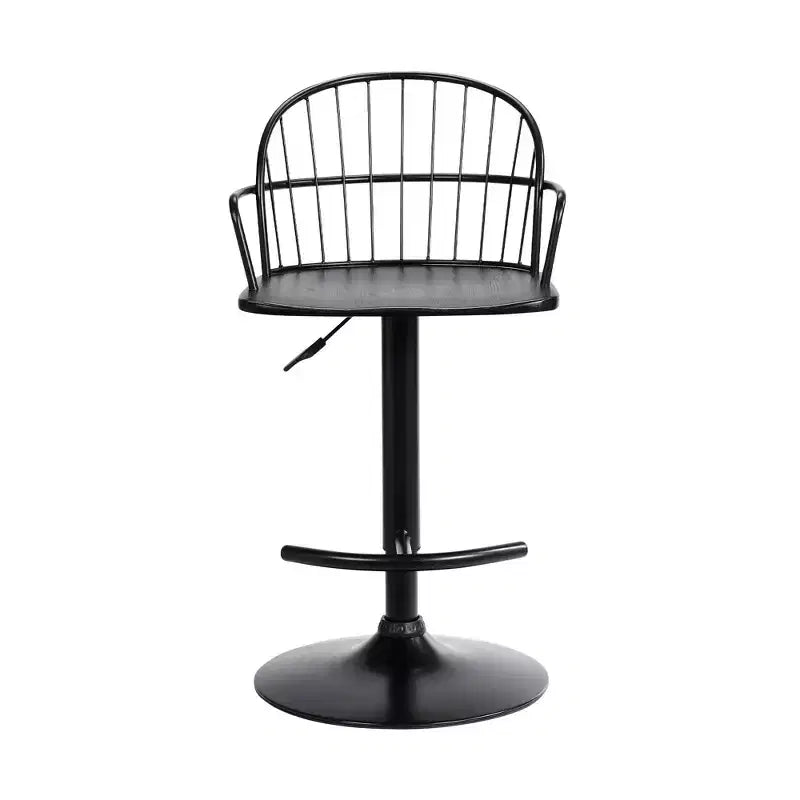 Sgabello da bar in metallo regolabile in altezza con girevole, braccioli e schienale, altezza seduta 87,5 cm – 101,5 cm