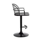 Sgabello da bar in metallo regolabile in altezza con girevole, braccioli e schienale, altezza seduta 87,5 cm – 101,5 cm