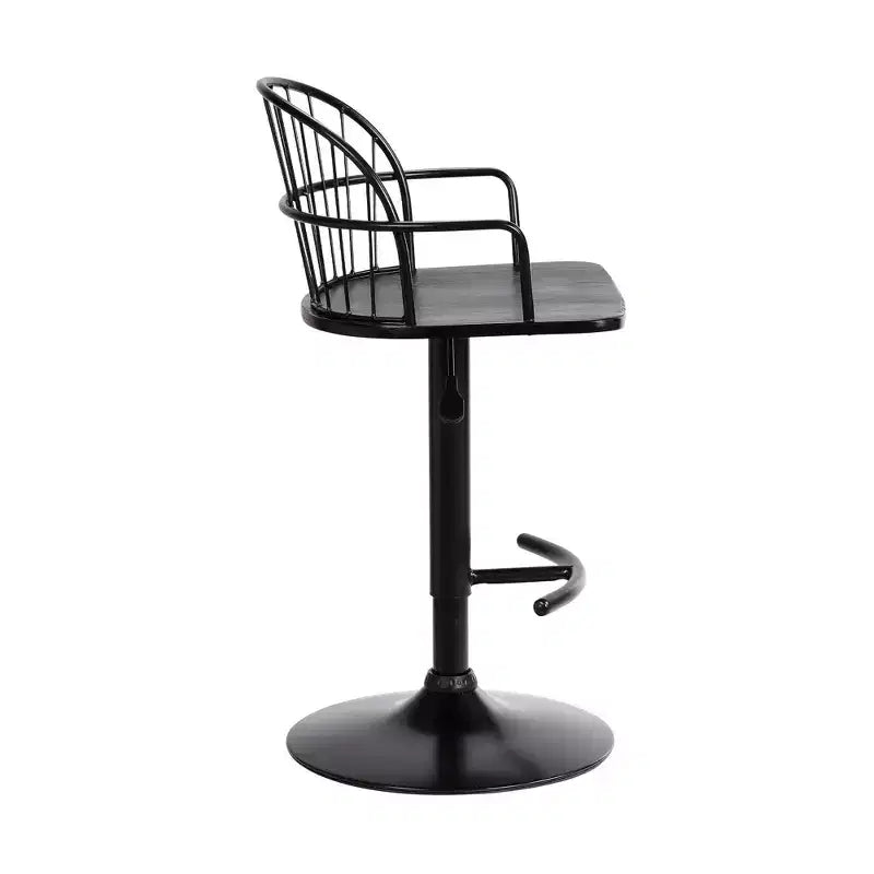 Sgabello da bar in metallo regolabile in altezza con girevole, braccioli e schienale, altezza seduta 87,5 cm – 101,5 cm