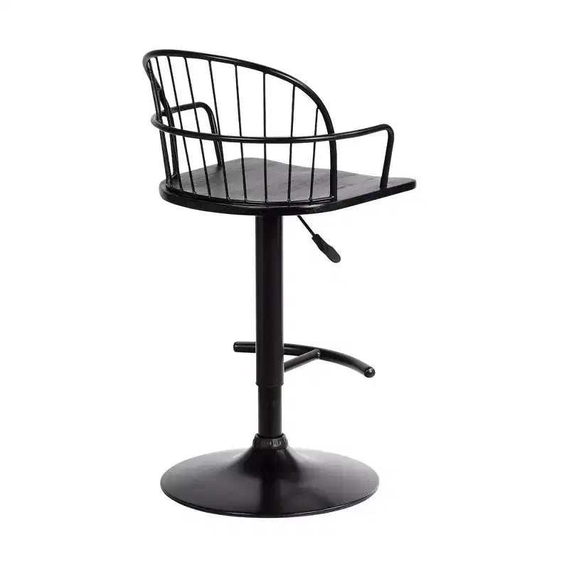 Sgabello da bar in metallo regolabile in altezza con girevole, braccioli e schienale, altezza seduta 87,5 cm – 101,5 cm