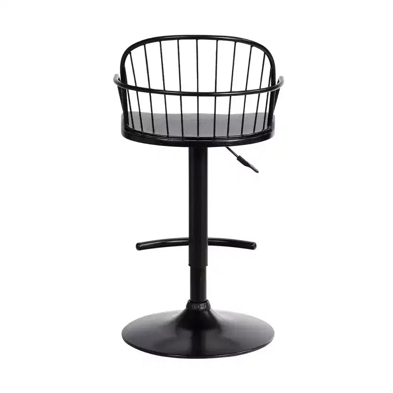 Sgabello da bar in metallo regolabile in altezza con girevole, braccioli e schienale, altezza seduta 87,5 cm – 101,5 cm