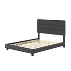 Letto a piattaforma imbottito in lino canalizzato, capacità 317 kg, nessuna base a molle necessaria