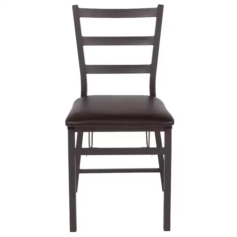 Set di 2 sedie pieghevoli in metallo a scala con sedile in vinile marrone, portata 102 kg