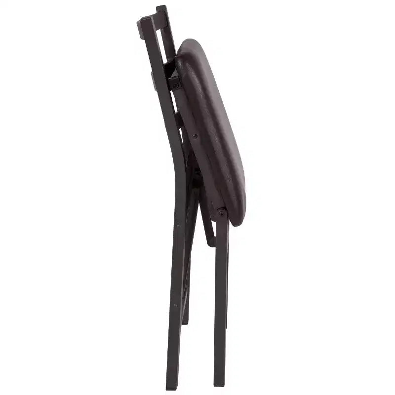 Set di 2 sedie pieghevoli in metallo a scala con sedile in vinile marrone, portata 102 kg
