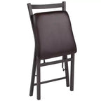 Set di 2 sedie pieghevoli in metallo a scala con sedile in vinile marrone, portata 102 kg