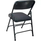 Set di 2 sedie pieghevoli in metallo imbottite con sedile in tessuto, capacità di 136 kg, nere