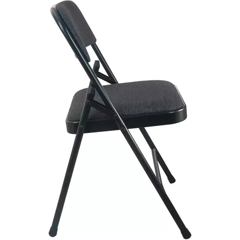 Set di 2 sedie pieghevoli in metallo imbottite con sedile in tessuto, capacità di 136 kg, nere