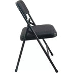 Set di 2 sedie pieghevoli in metallo imbottite con sedile in tessuto, capacità di 136 kg, nere