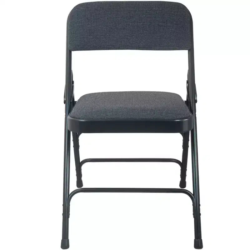 Set di 2 sedie pieghevoli in metallo imbottite con sedile in tessuto, capacità di 136 kg, nere