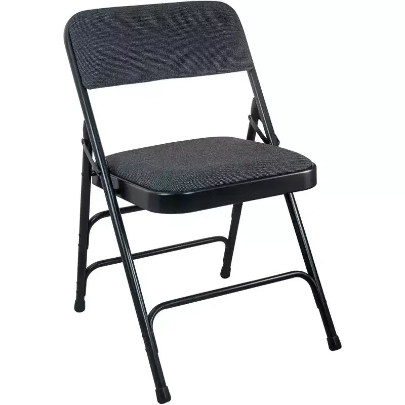 Set di 2 sedie pieghevoli in metallo imbottite con sedile in tessuto, capacità di 136 kg, nere