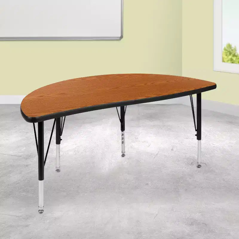 Tavolo attività a onda a semicerchio da 47,5", regolabile in altezza, piano in laminato, per bambini 3-9 anni