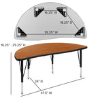 Tavolo attività a onda a semicerchio da 47,5", regolabile in altezza, piano in laminato, per bambini 3-9 anni