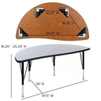Tavolo attività a onda a semicerchio da 47,5", regolabile in altezza, piano in laminato, per bambini 3-9 anni