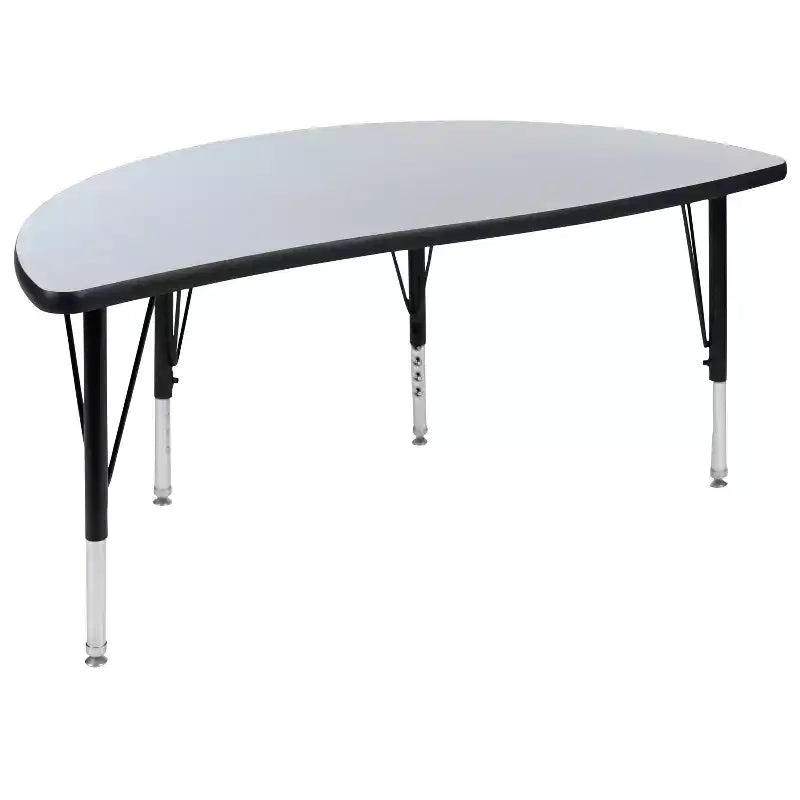 Tavolo attività a onda a semicerchio da 47,5", regolabile in altezza, piano in laminato, per bambini 3-9 anni