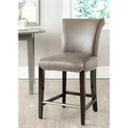 Sgabello da bancone con sedile in pelle bicast, struttura in betulla massiccia, altezza seduta 63,5 cm, 125 kg