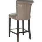 Sgabello da bancone con sedile in pelle bicast, struttura in betulla massiccia, altezza seduta 63,5 cm, 125 kg