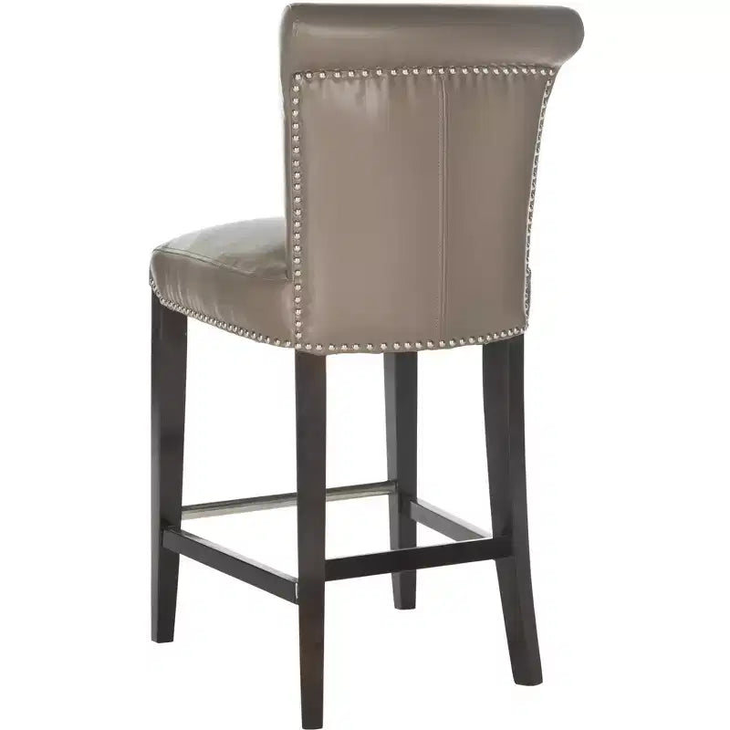 Sgabello da bancone con sedile in pelle bicast, struttura in betulla massiccia, altezza seduta 63,5 cm, 125 kg