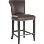 Sgabello da bancone con sedile in pelle bicast, struttura in betulla massiccia, altezza seduta 63,5 cm, 125 kg